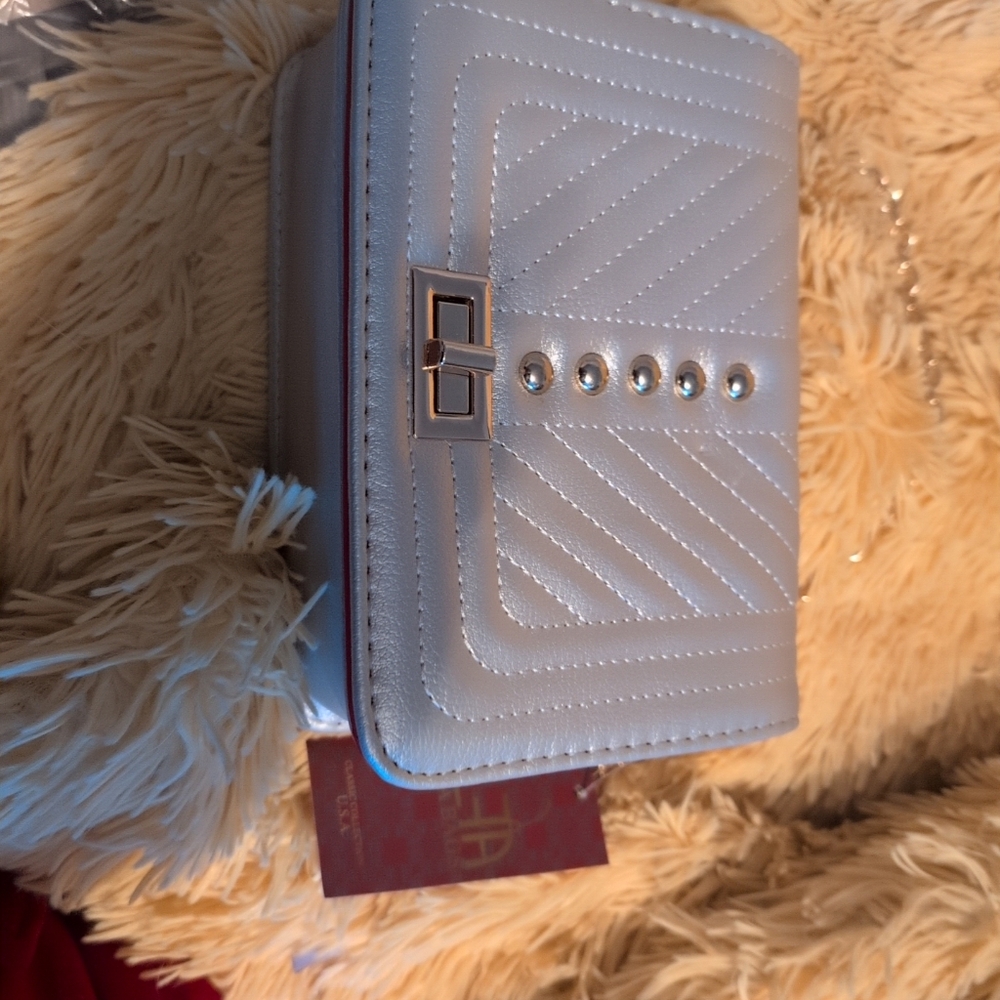 ALFA BAGS Fashion Faux Leather Chevron Crossbody Purse Gold